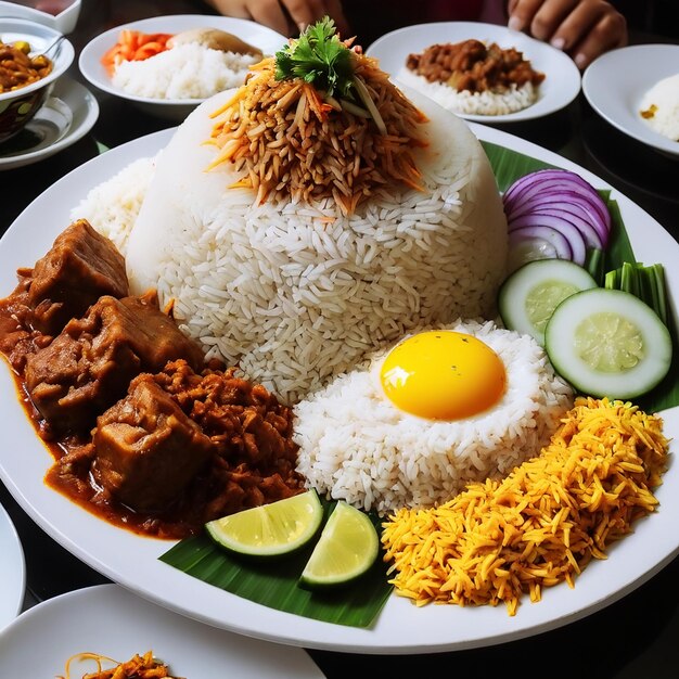 Photo une assiette de nourriture avec du riz et des légumes