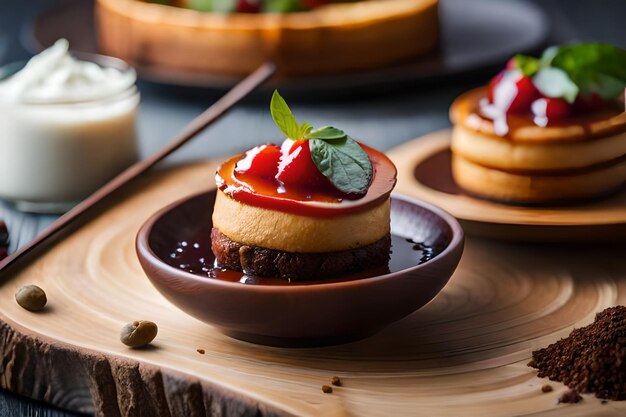 une assiette de nourriture avec des fraises et un bol de trempette