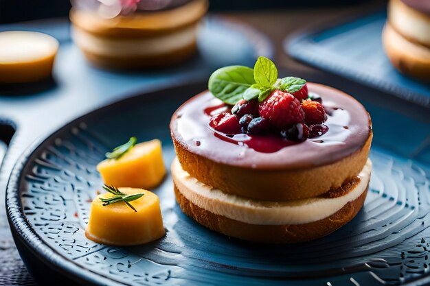 Une assiette de nourriture avec des fruits dessus