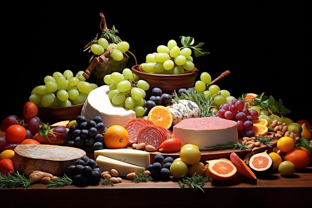 Une assiette de nourriture avec des fruits et des légumes