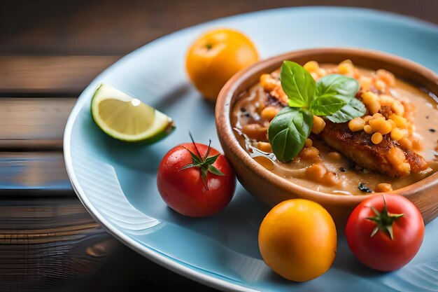 une assiette de nourriture avec des haricots et des tomates