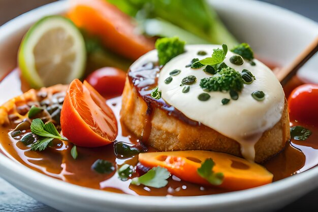 une assiette de nourriture avec des légumes et du fromage