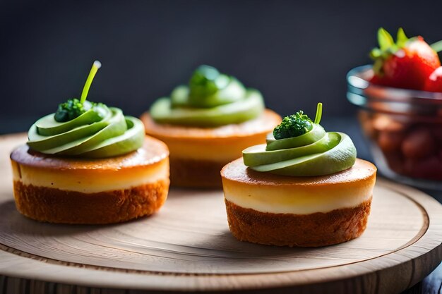 Une assiette de nourriture avec un morceau de fruit dessus