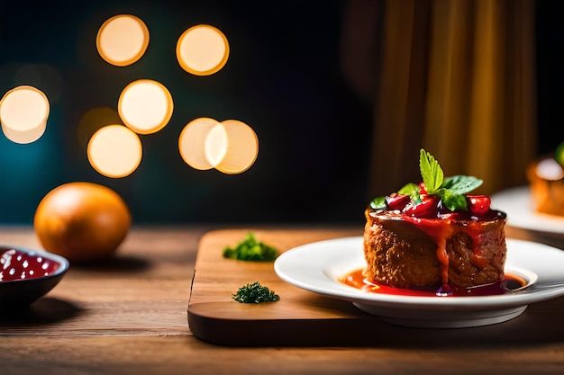 une assiette de nourriture avec un morceau de gâteau dessus