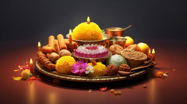 Une assiette de nourriture avec les mots diwali dessus