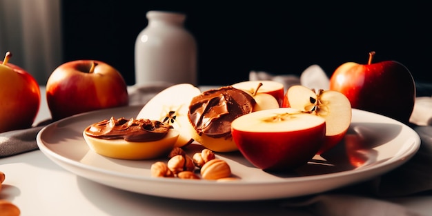 Une assiette de nourriture avec un nutella étalé dessus