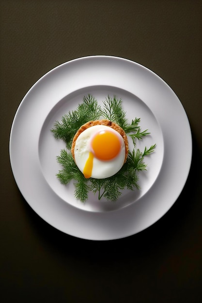 Une assiette de nourriture avec un œuf dessus