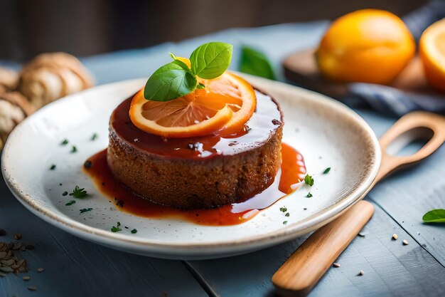 une assiette de nourriture avec des oranges et un couteau dessus