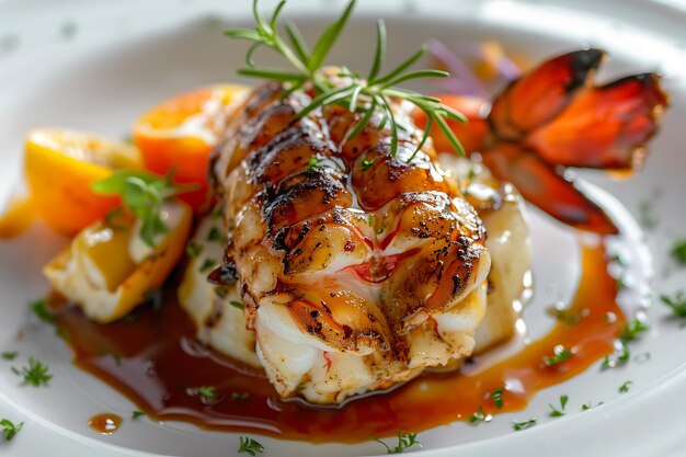 une assiette de nourriture avec un poisson et des légumes dessus