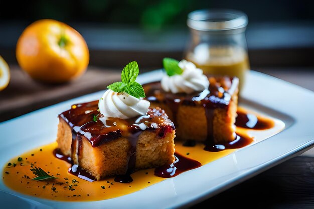 Photo une assiette de nourriture avec un pot de miel dessus