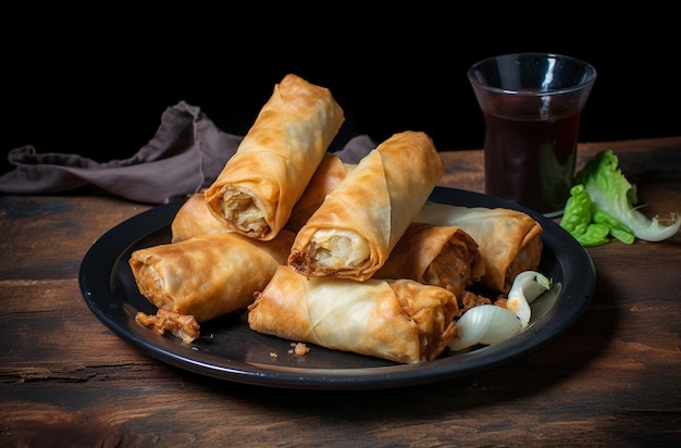 Photo une assiette de nourriture qui contient une tasse de liquide