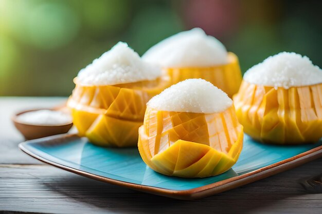 Photo une assiette de nourriture qui a du sucre dessus