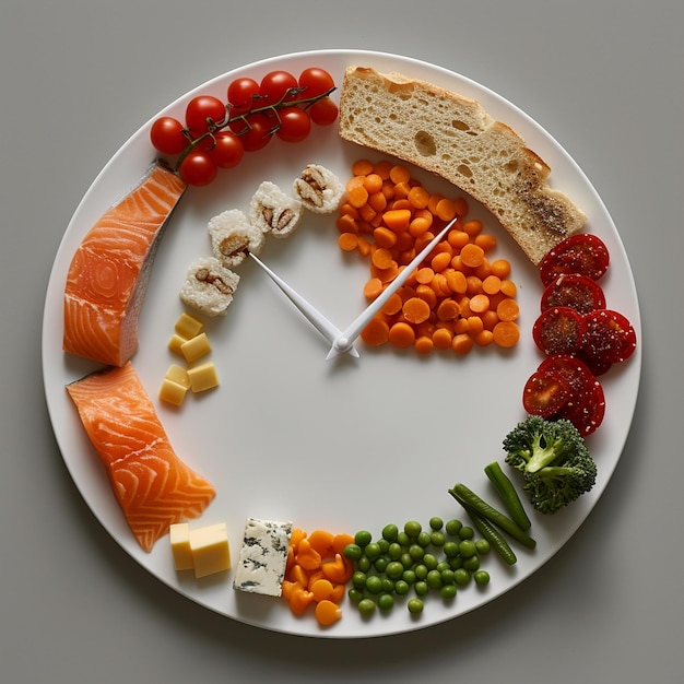 Photo une assiette de nourriture saine sur un fond blanc