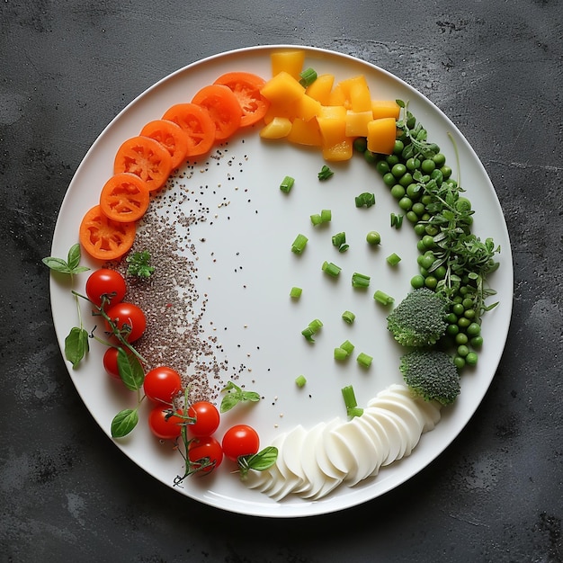 Photo une assiette de nourriture saine sur un fond blanc