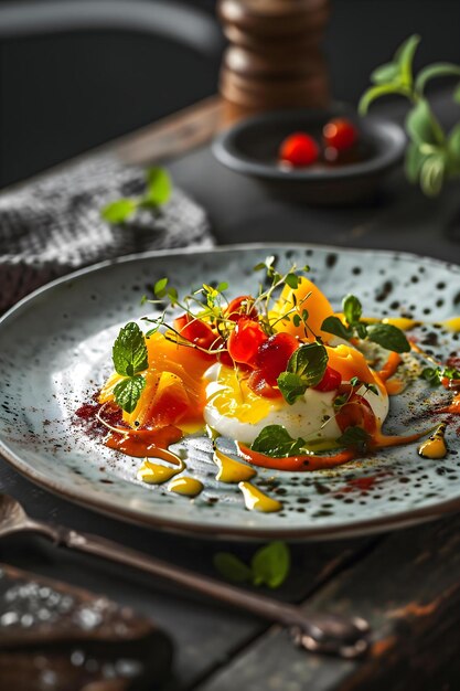 une assiette de nourriture sur une table avec des ustensiles