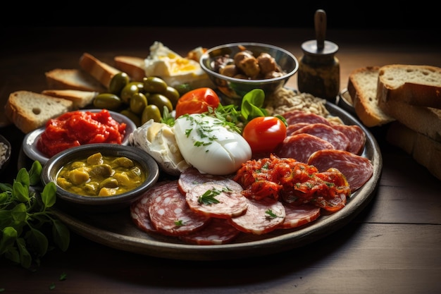 une assiette de nourriture sur une table