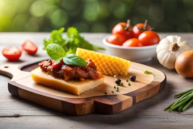 Photo une assiette de nourriture avec des tomates et du fromage