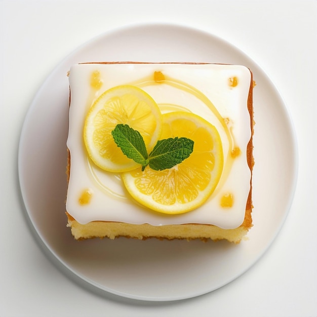 Une assiette de nourriture avec une tranche de citron et de menthe dessus