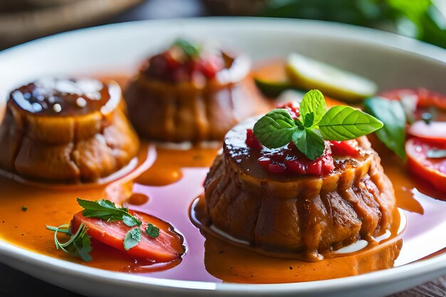 une assiette de nourriture avec une variété de desserts.