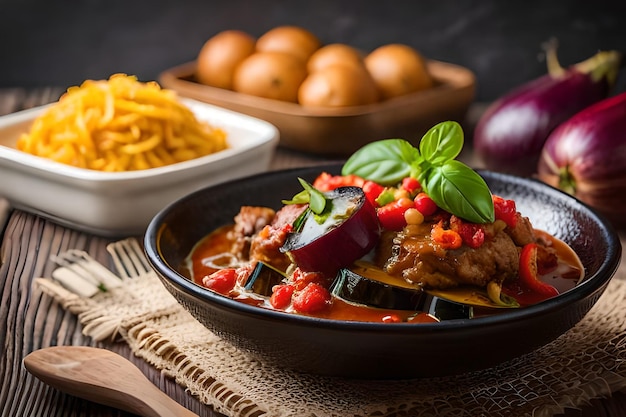 Une assiette de nourriture avec de la viande et des légumes dessus