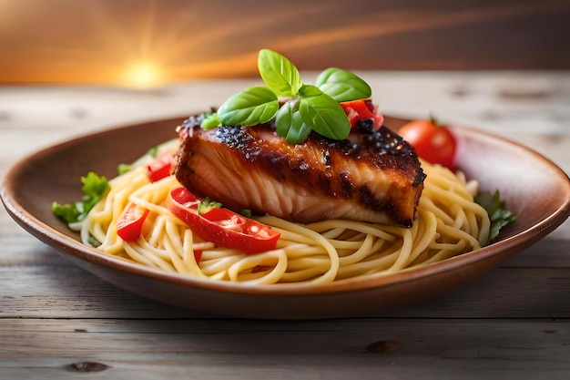 une assiette de nourriture avec de la viande et des légumes