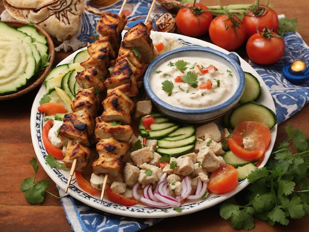 Assiette nutritive Manger sainement avec un plat de légumes et de viande de fruits biologiques