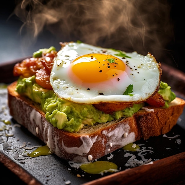 Une assiette avec un œuf au plat dessus