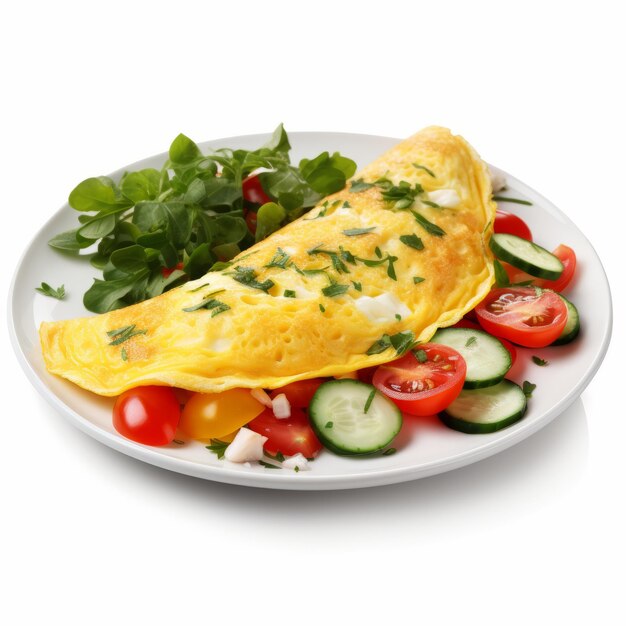 Photo une assiette d'omelette avec une omelette et des tomates dessus.