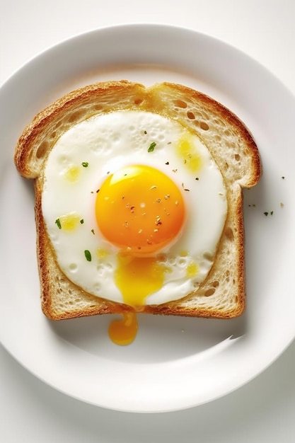 Une assiette de pain grillé avec un œuf dessus