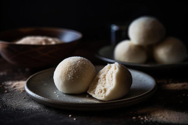 Une assiette de pâte à gâteau avec une bouchée prise.