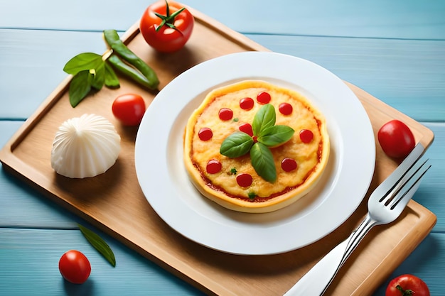 Une assiette de pizza avec une sauce tomate et basilic dessus.