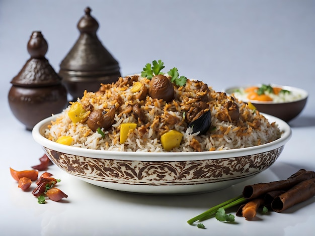 Assiette de poulet biryani délicieuse et savoureuse