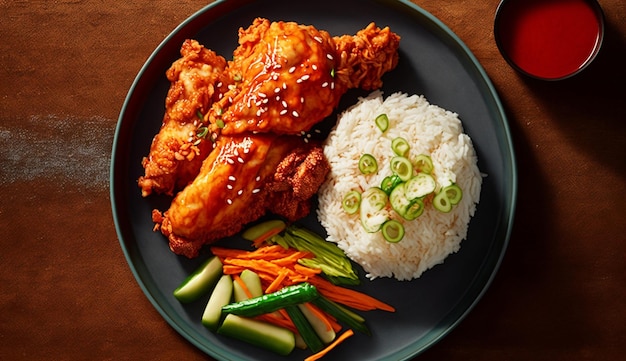 Assiette de poulet grillé gourmand aux légumes frais AI générative