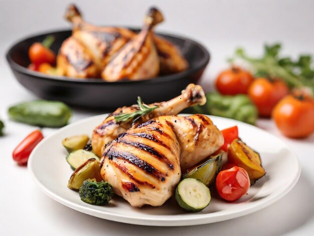 Une assiette de poulet grillé avec des légumes