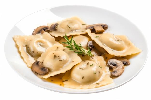 Assiette de raviolis aux champignons et aux légumes Dîner de légumes Générer Ai