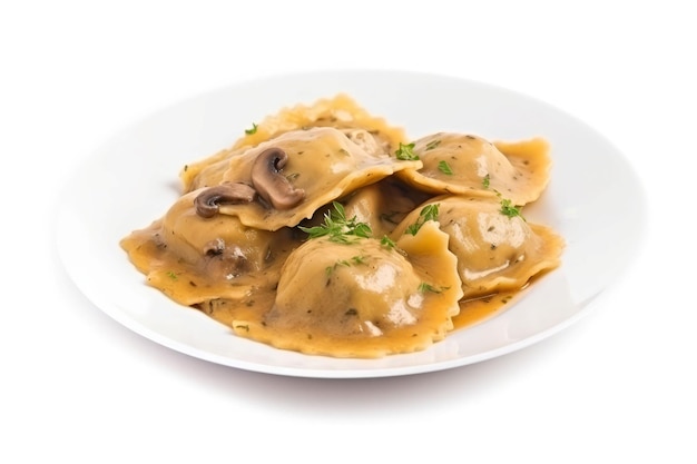 Assiette raviolis aux champignons Repas alimentaire Générer Ai