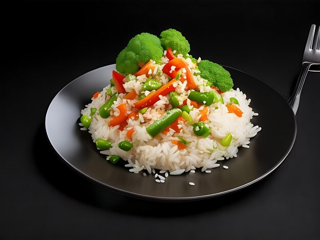 Photo une assiette de riz et de légumes avec salade