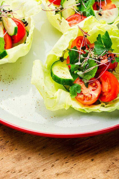 Assiette de salade aux légumes et vert