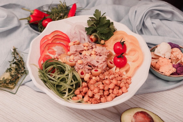 Assiette de salade fraîche avec mesclun