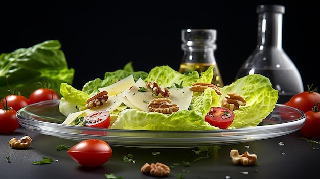 Assiette à salade de laitue verte transparente