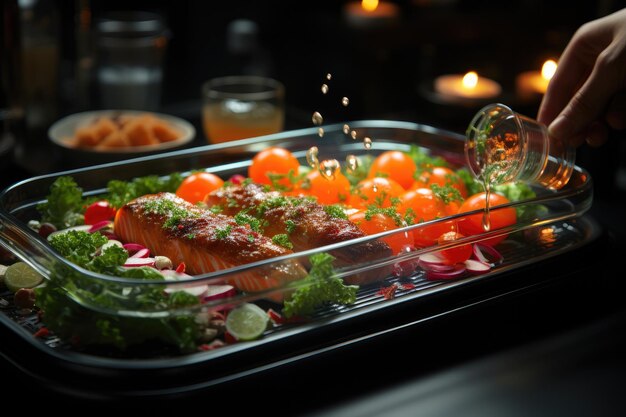 Photo une assiette de salade organique fraîche et nutritive pour une alimentation saine