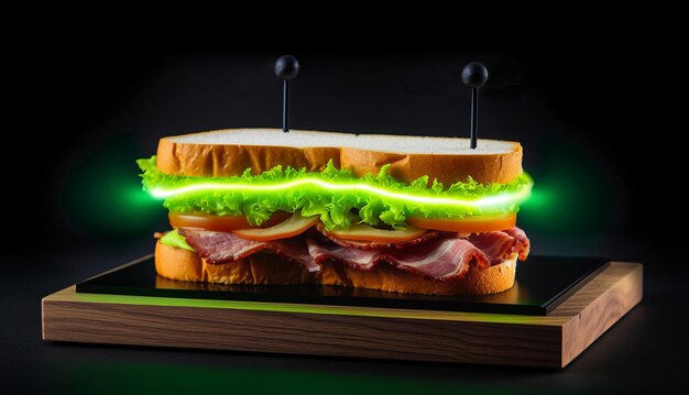 Une assiette avec un sandwich posé sur une table