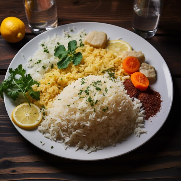 Photo assiette spéciale de riz cuit