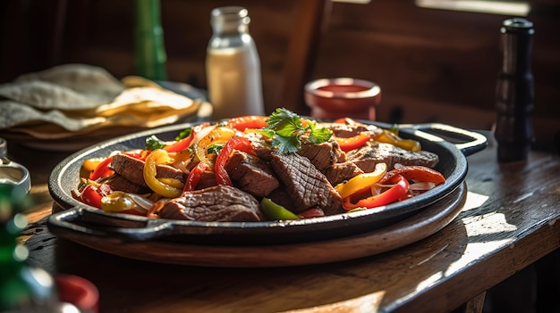 Une assiette de steak et de légumes sur une table