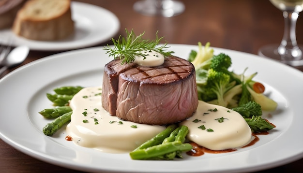 une assiette de steak avec un morceau de viande dessus