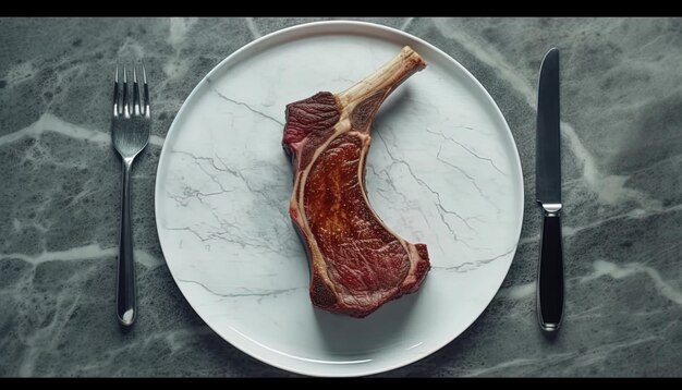 Photo une assiette avec un steak qui dit steak