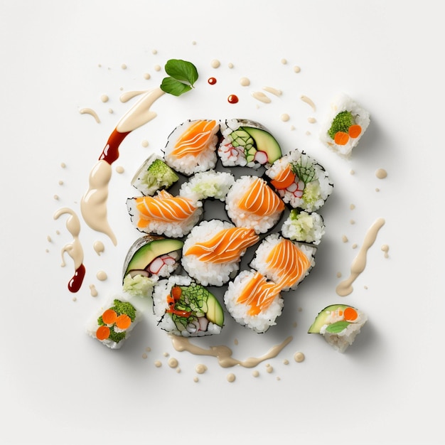 Une assiette de sushi et de saumon