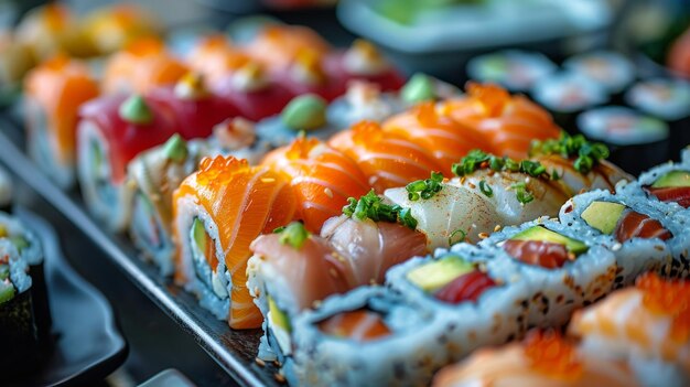 Une assiette de sushi sur la table