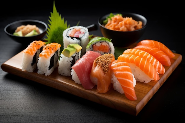 Une assiette de sushis aux saveurs variées