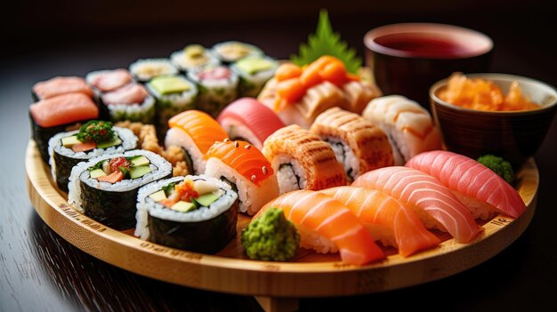 Une assiette de sushis aux saveurs variées